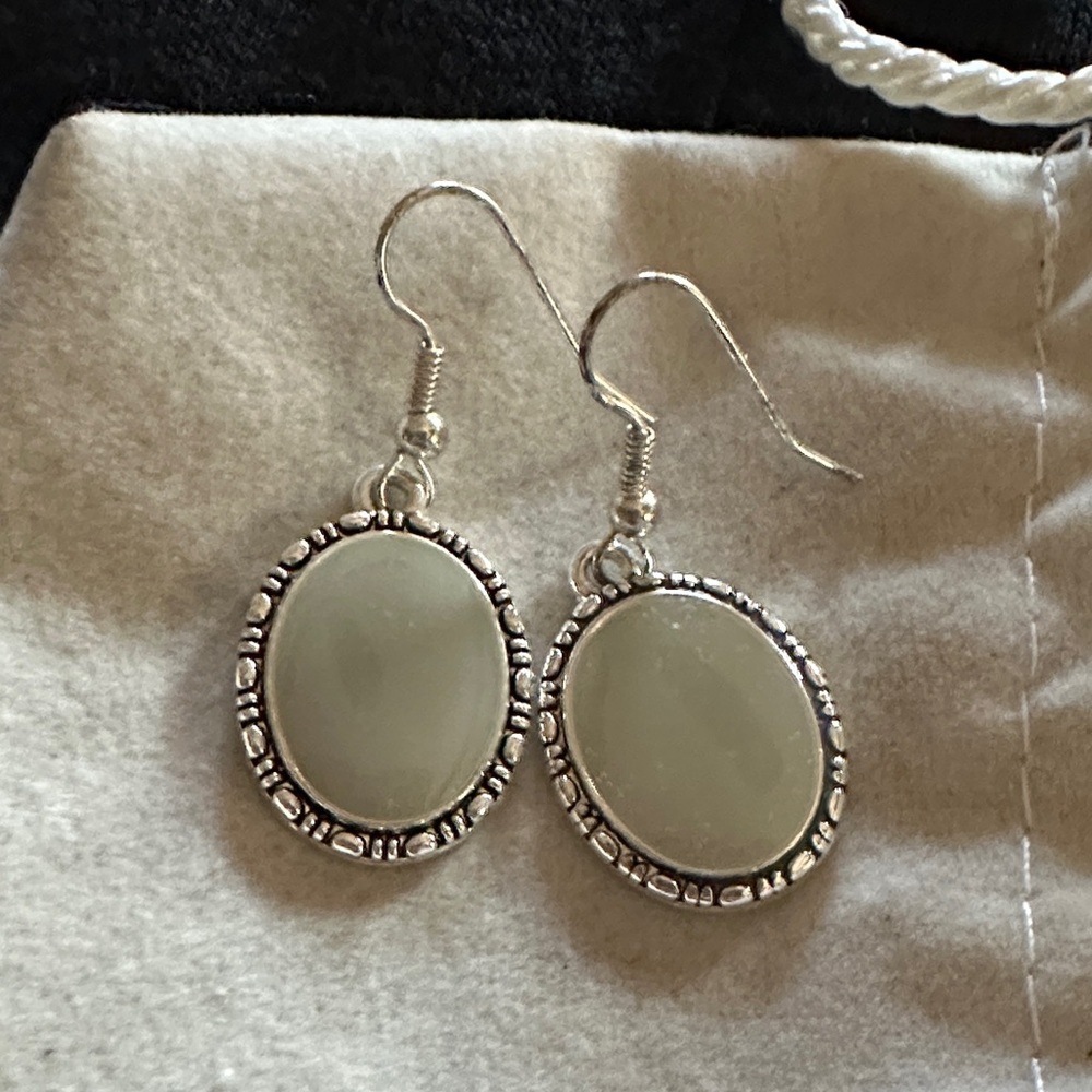 Elegant Silver and Mint Green Dangle Earrings